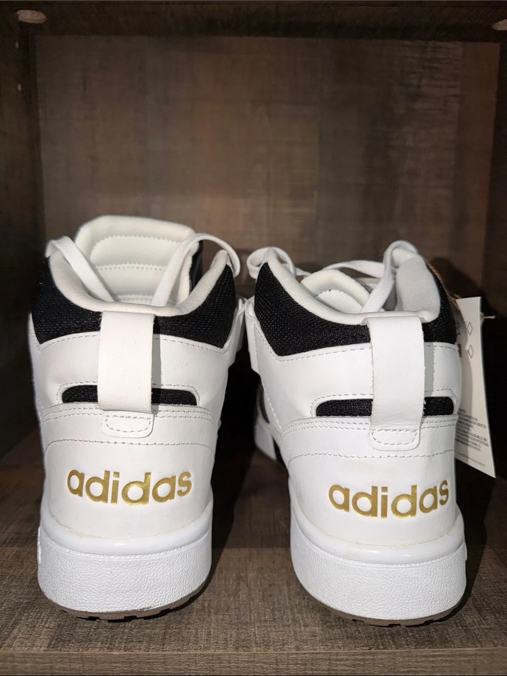 ADIDAS Men’s White and Black High-Top Athletic Sneakers-size 10
